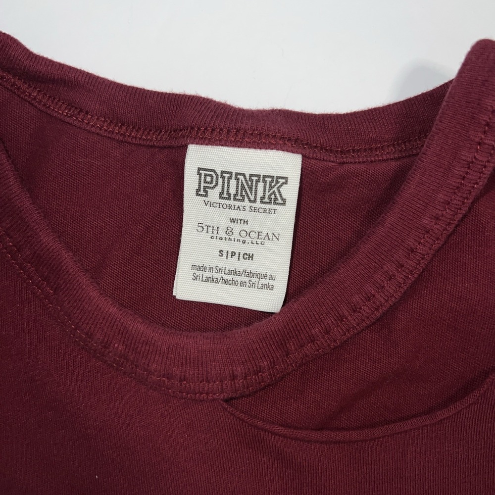 Florida State Seminoles Pink VS Shirt Women's Sz Small Burgundy Long Sleeve Crop - Picture 2 of 7